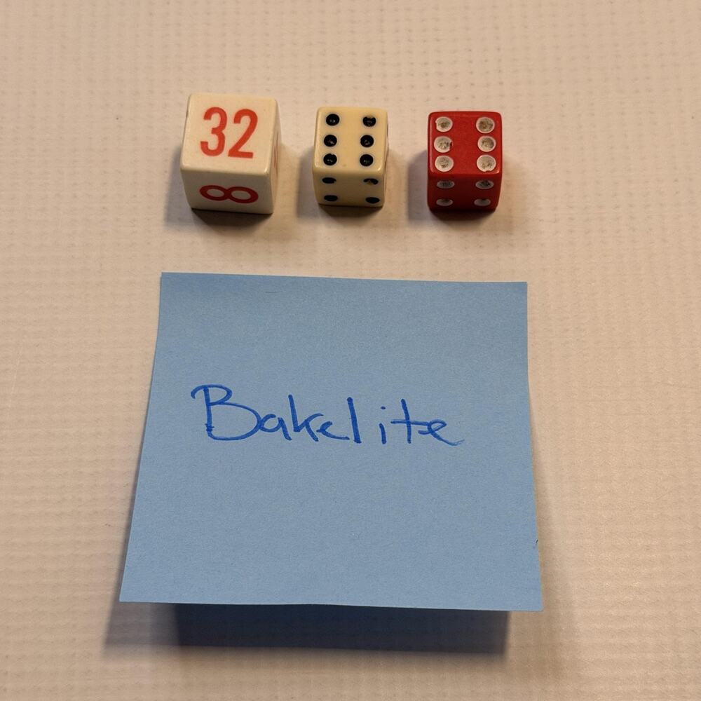 Bakelite Dice Lot 3 Piece Numbered & Pipped Multi-Color Plastic Gaming Set